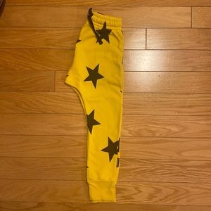 nununu French Terry Star Pants 100% cotton.Yellow&black.Unisex size 4-5.Like new